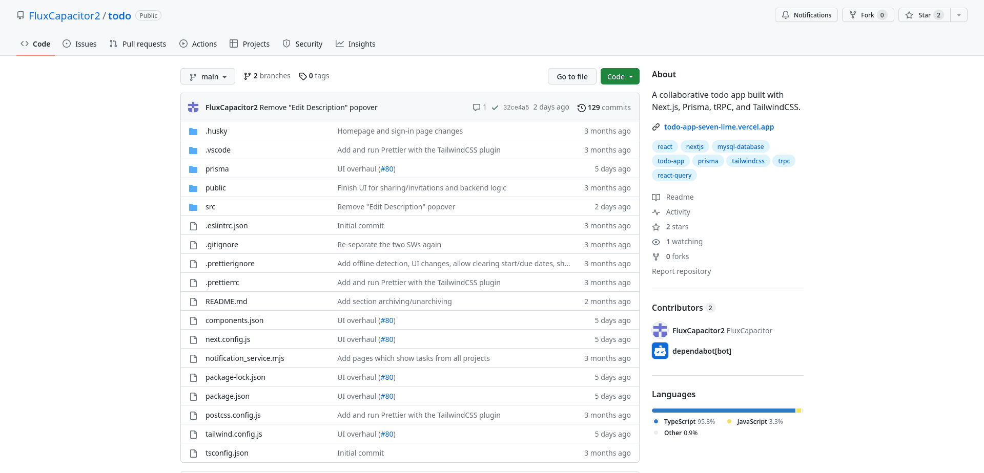 Screenshot of the project's GitHub page